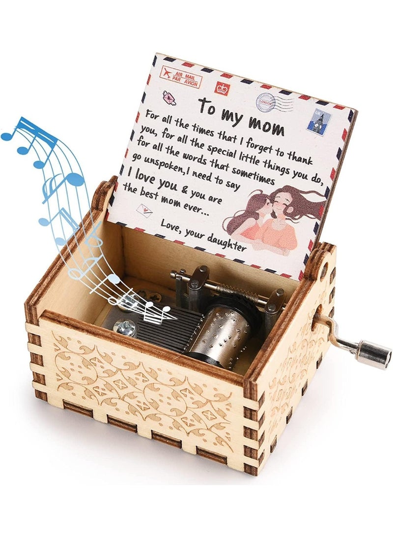 أوشيما صناديق موسيقى، هدايا أم لابنتها، صندوق موسيقى شمسة كهدية حب لعيد ميلاد، عجلة يد خشبية مطلية باللون للزوجة أو الصديقة، عيد العرس، عيد الميلاد، عيد الحب - Image 1